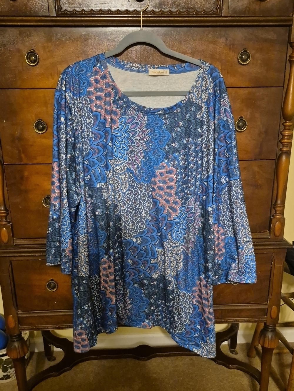 Blue Patterned 4x Women’s Top